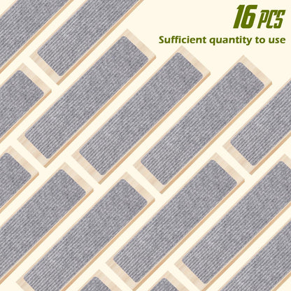 Stair Treads Non-Slip 16 Pack 8"x30" - Carpet Stair Runner for Indoor Wooden Steps with TPE Backing & Anti-Skid Surface, Reusable Adhesive Safety Rug for Kids/Elder/Pet-Friendly - Brown
