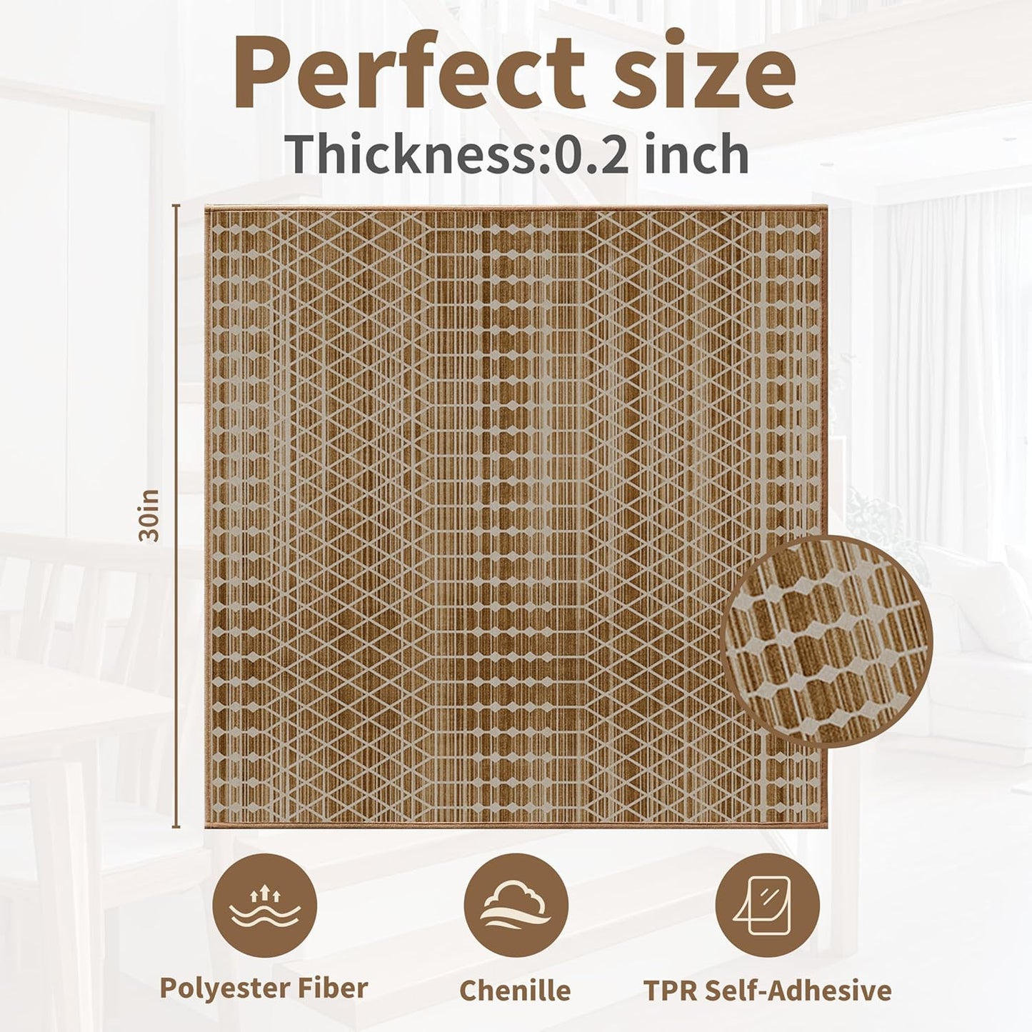Non-Slip Stair Treads for Wooden Steps 15pcs,8"x30" Stair Carpet Treads for Indoor Use,Peel and Stick Stair Runners,Washable Reusable Adhesive Backing,Pet-Friendly Stair Capet for Kids,Elders,Dogs