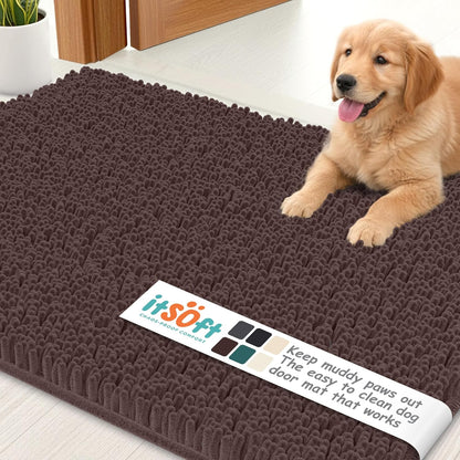Dog Rugs for Muddy Paws 22x14 | Cleaner Mud Free Floors | Muddy Dogs Mats for Indoor, Dog Mat for Muddy Paws Door Mat Washable, Absorbent Chenille Mud Rug Paw Matt w/ Non Slip Backing, Charcoal Grey