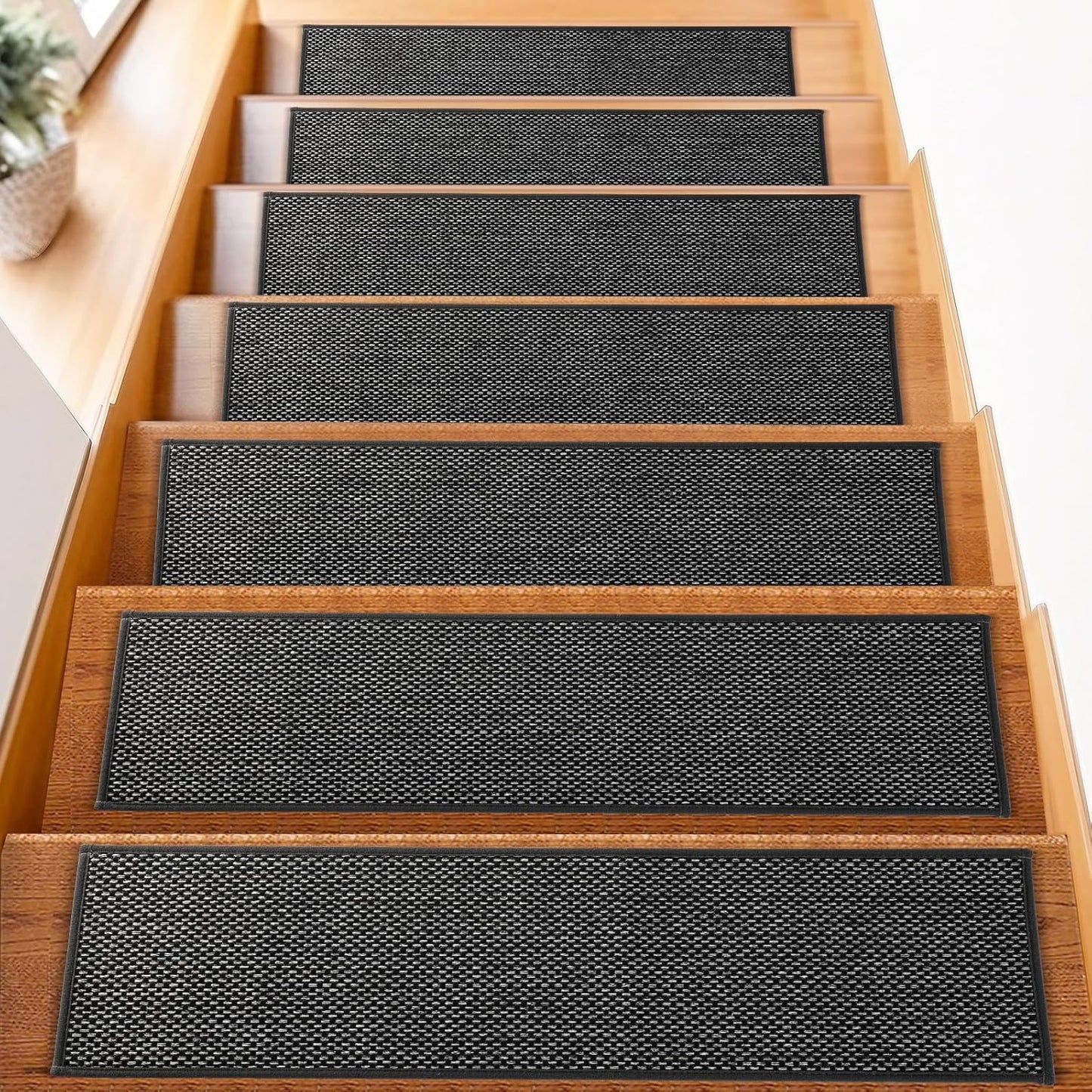 FlowaFoli Stair Treads for Wooden Steps Indoor,8" X 30" (15 in Pack) Stair Treads Non Slip, Machine Washable for Kids Elders and Pets,Beige