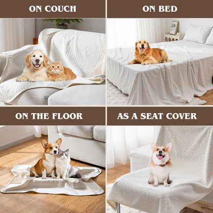Waterproof Couch Cover, Reversible, Pet-Friendly, Washable and Anti-Slip Couch Covers for Sofa Protection with 3 Cushions, Sofa Slipcovers for Dogs and Cats (71×118in/Brown)