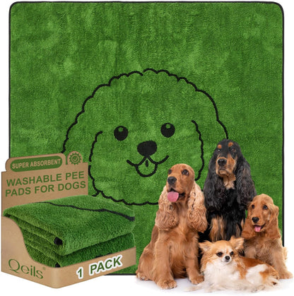 Qeils Reusable Puppy Pads, Washable Pee Pads for Dogs 2 Pack Durable Absorbent Leakproof Dog Training Pads for Home or Travel, Non-Slip Wee Wee Pads Potty Pads 18"x24"