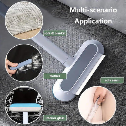 4-in-1 Pet Hair Removal Tool, Carpet Hair Removal Tool with Comb Pet Hair Remover for Furniture Reusable Long Handle for Furniture, Sofa, Carpet, and Bedding