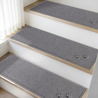 BEQHAUSE Stair Treads for Wooden Steps 28inX9in, Non Slip Carpet Stair Treads Indoor Stair Runners Machine Washable, Soft Stair Rugs Mat Surface Polyester TPE Backing, 4pcs, Charcoal