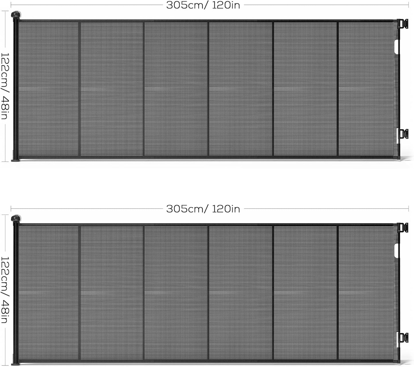 Retractable Baby Gate for Stairs, 42" Tall X 200" Wide Mesh Dog Gate Indoor, Child Gate for Doorways, Hallways, Deck, Indoor Outdoor Pet Baby Safety Essentials for Home, Black