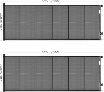 Retractable Baby Gate for Stairs, 42" Tall X 200" Wide Mesh Dog Gate Indoor, Child Gate for Doorways, Hallways, Deck, Indoor Outdoor Pet Baby Safety Essentials for Home, Black