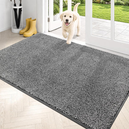 PURRUGS Dirt Trapping Door Mat 20" x 31.5", Non-Slip Machine Washable Entryway Rug, Dog Doormat, Indoor Front Door Mat, Super Absorbent Entry Rug for Muddy Shoes & Paws, Bluish Grey-Black