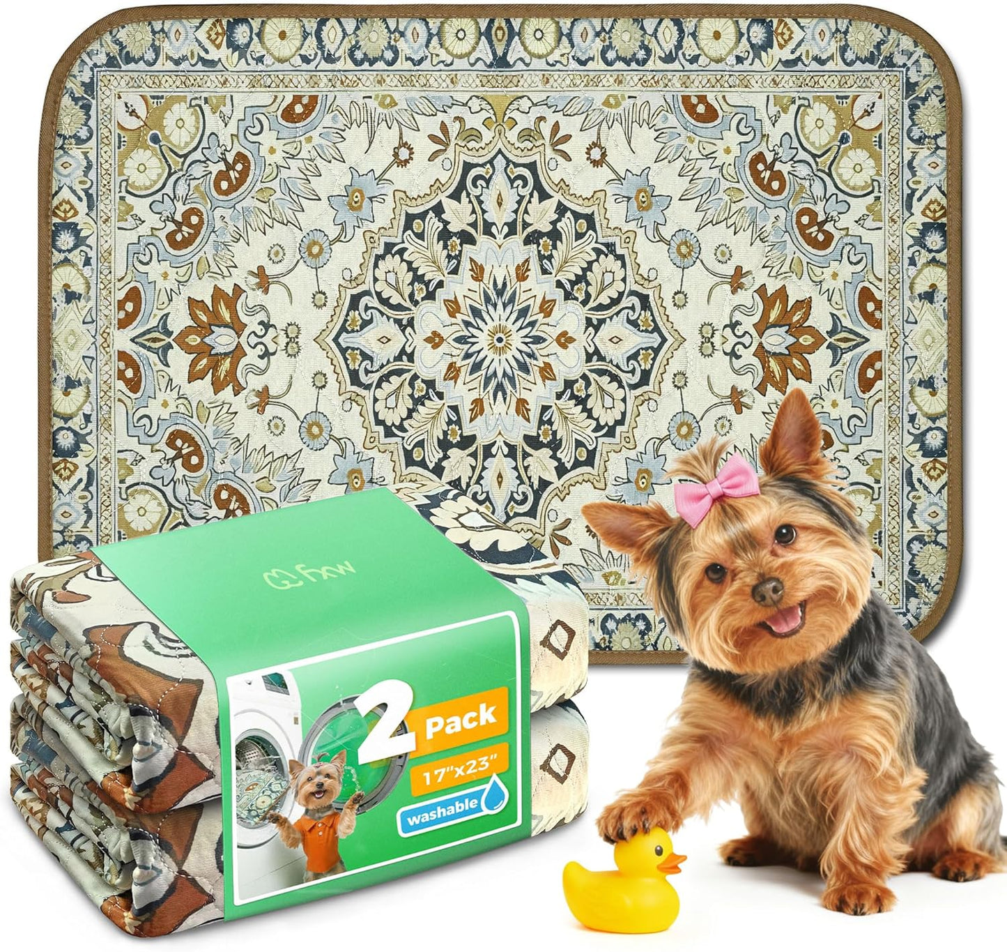 FXW Washable Pee Pads for Dogs, Puppy Pads with Super Absorbent, Specifically Designed for FXW Rollick/Homeplus 24inch 6 Panels Dog Playpen, 39" x 63" Rectangle, Khaki, 1 Pack