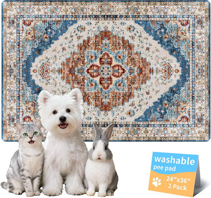 Washable Pee Pads for Dogs, Reusable Puppy Potty Training Pads, Ultra-Absorbent Thick Waterproof Leak-Proof Non-Slip Pads & Mat for Crate, Playpen, Floor, Whelping & Housebreaking , 2 Pack 18"x24"