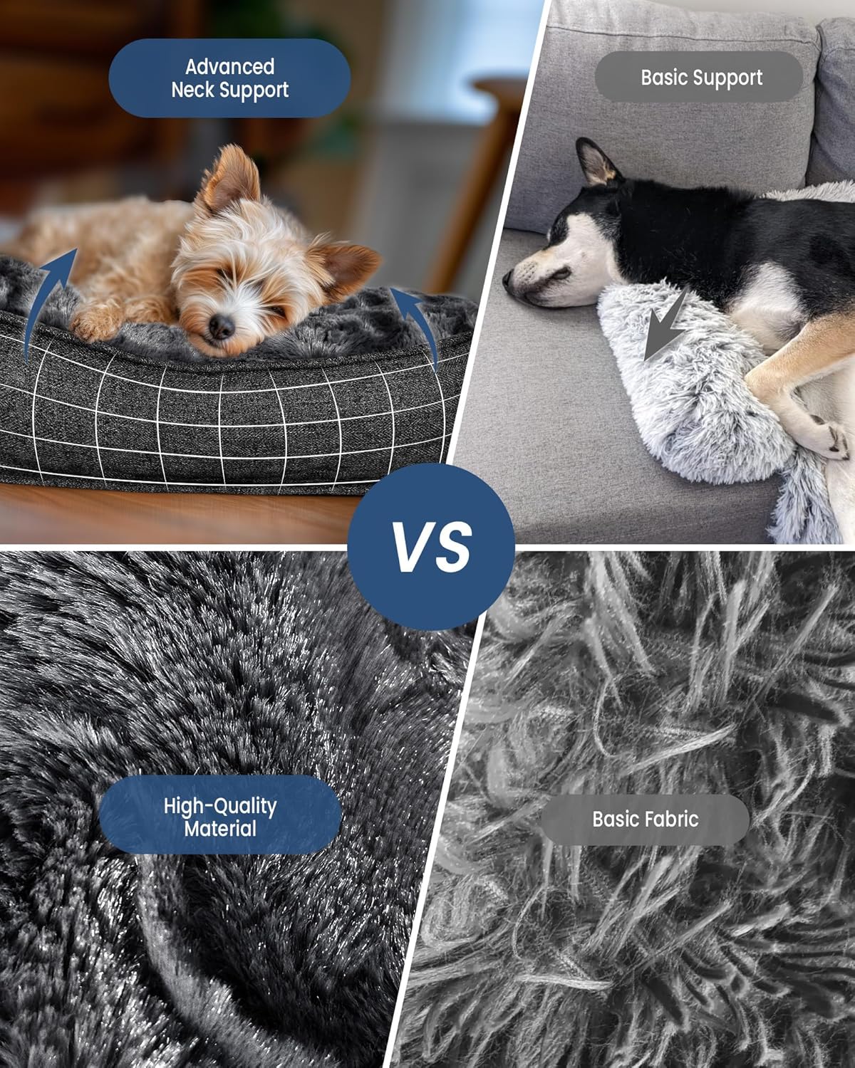 Calming Large Dog Bed for Couch, 41 x 37 inch Removable Couch Cover for Dogs Washable, Non-Slip Fluffy Plush Dog Sofa Mat for Furniture Protector - Grey