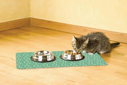 Drymate Pet Bowl Placemat, Dog & Cat Food Feeding Mat - Absorbent Fabric, Waterproof Backing, Slip-Resistant - Machine Washable/Durable (USA Made) (12” x 20”) (Indigo)