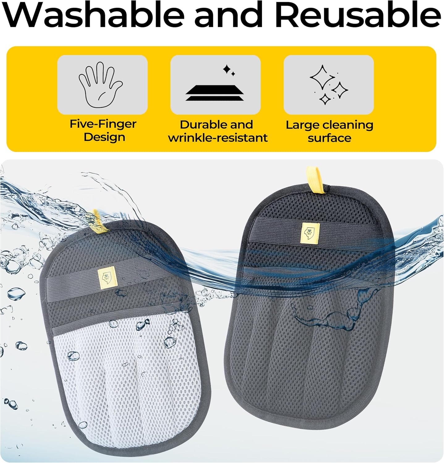 Pet Hair Remover Glove for Dogs & Cats – Grooming Glove, Reusable Fur Removal Tool for Furniture, Couch, Carpet & Car – Easy Pet Hair Cleaning Mitt, (1Pcs Black)