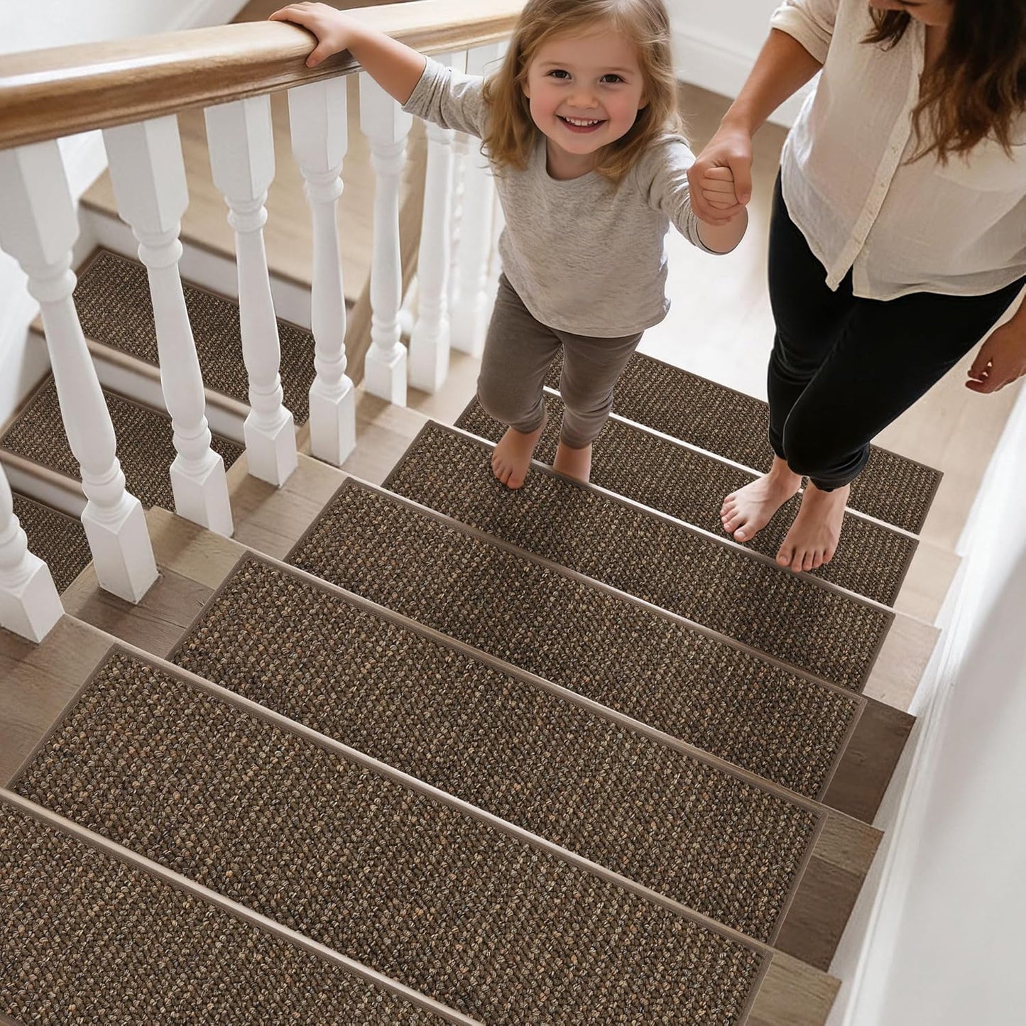 BEQHAUSE Stair Treads for Wooden Steps 28inX9in, Carpet Stair Treads Non Slip Indoor, Machine Washable Stair Runners for Kids Elders and Pets, Carpet for Stair Rugs Mat, TPE Backing, 15pcs, Taupe