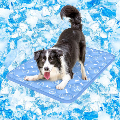 Rywell Dog Cooling Mat 2.0, Ocean Blue,44" x 32" Thick & Durable Cooling Mat for Extra Large Dogs, Long-Lasting Cool with Waterproof & Color-Changing Arc-Chill Tech (Q-Max>0.5) Washable& Non-Toxic