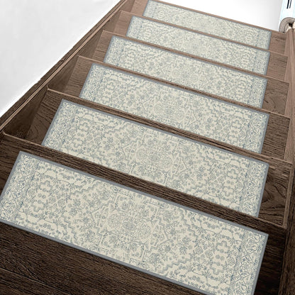 sarben Non Slip Stair Treads for Wooden Steps 15PCS - 8"x30" Indoor Safety Carpet, Edging Mats with TPE Adhesive Backing, Pet and Elderly Friendly Stair Rugs (Taupe) - Colors A