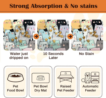 Pet Feeding Mat for Floors Waterproof Dog Mat for Food and Water Absorbent Quick Dry Non Slip mat for Cat Bowls