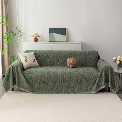 MYSKY HOME Couch Cover for Dogs, Washable Couch Covers, Non Slip Sofa Cover, Couch Cover 2 Cushion Sofa Dogs Furniture Protector with Tassels, Chenille Sofa Slipcover for Pets, 71"x118", Dark Grey