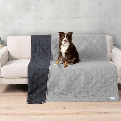 PetAmi Waterproof Couch Cover for Dogs, Reversible Furniture Cover Sofa Protector for Pet Cat Bed, Washable Blanket Dog Cover for Couch Seat, 52x82 Gray