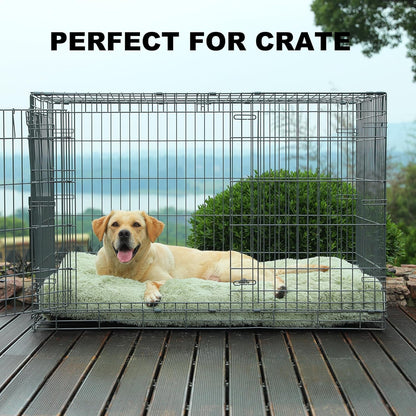 Bedfolks Waterproof Dog Crate Bed, Plush With Removable Washable Cover, Faux Fur Crate Pad for Medium Dogs, Fluffy Kennel 29"x21", Dark Grey