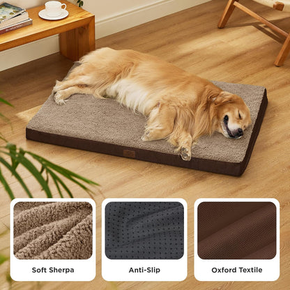 Bedsure Dog Beds Large Sized Dog - Comfy Flat Pet Beds with Removable Washable Cover, Orthopedic Egg Crate Foam Puppy Mat, Suitable for Pet Up to 65 lbs
