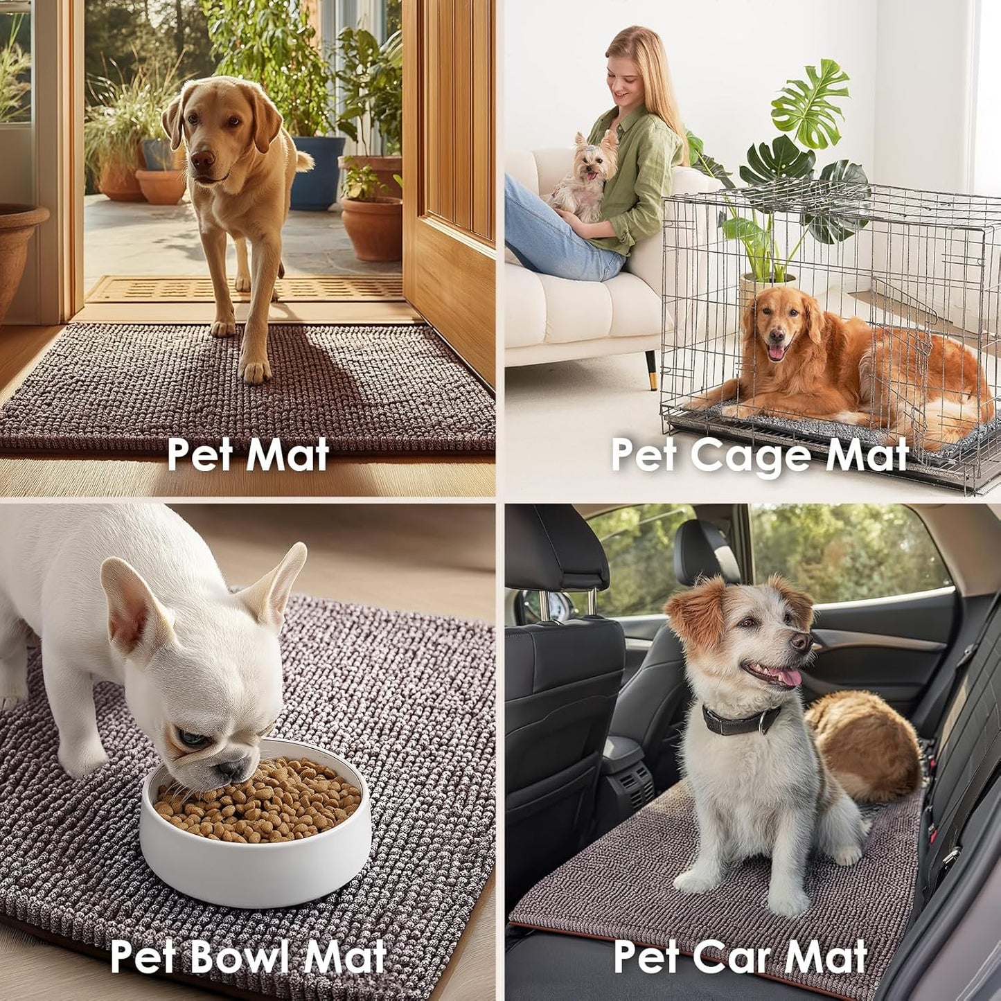 EHEYCIGA Super Absorbent Dog Door Mat for Muddy Paws 30x20 Inch Indoor, Front Doormat Outside Entrance, Quick Dry Chenille Washable Dog Crate Bed, Non-Slip Pet Rug Mud Mat Outdoor Entryway, Grey