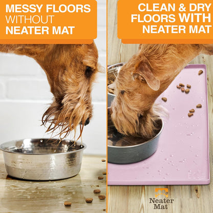 Neater Pet Brands Neater Mat Cat & Dog Food Mat, Waterproof & BPA-Free Silicone Placemat with Raised Edge for Under Food and Water Bowls, 19" x 12", Gunmetal Grey