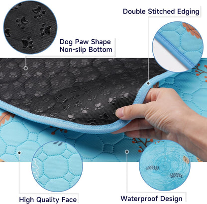 Sunheir Washable Pee Pads for Dogs Large 48" x 48" 2-Pack Reusable Puppy Pads Pet Training Pads, Absorb Dog Mats, Whelping Pad, Non-Slip Protects Against Urine Leakage (Leaves - Deep Grey, 48x48)