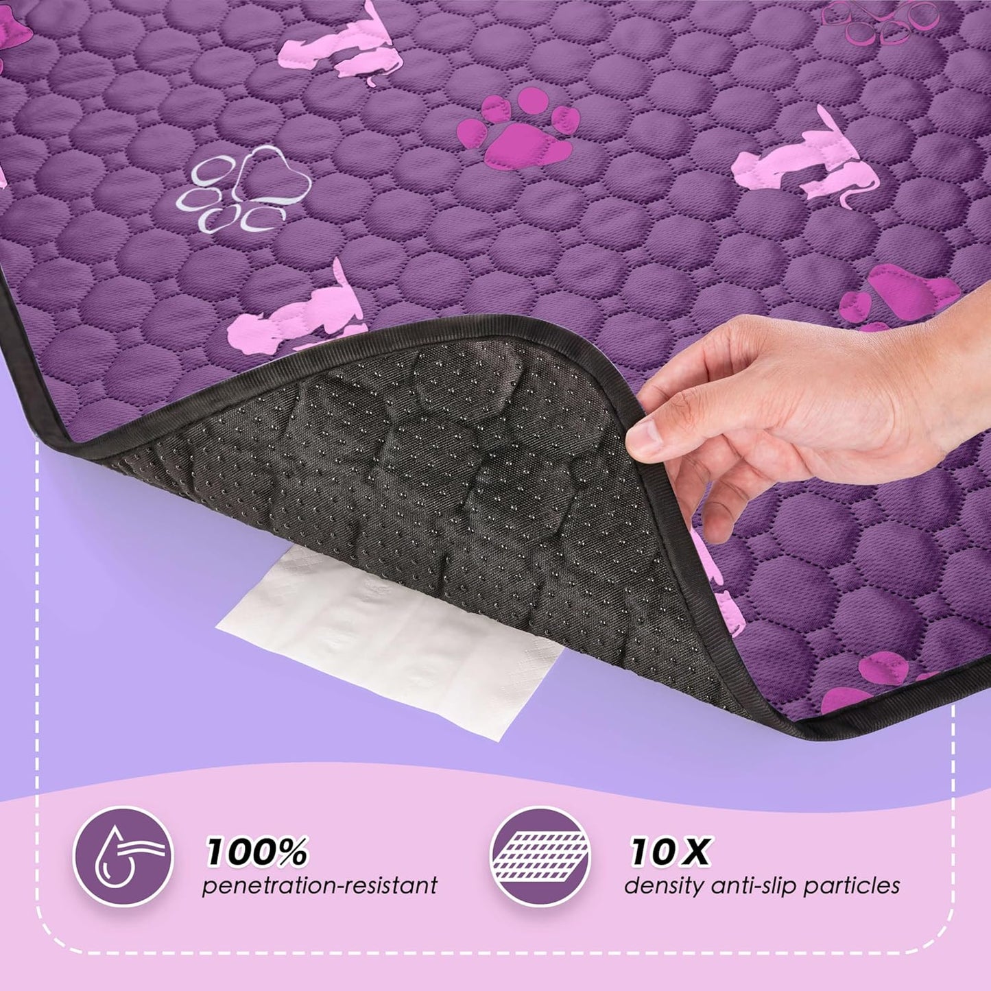WanpeeGoo Washable Pee Pads for Dogs, 4 Pack Absorbent Reusable Training Dog Pads Pet Puppy Pads, Non-Slip Potty Pads for Whelping, Playpen, Crate, Bed, Grey 18"x24"