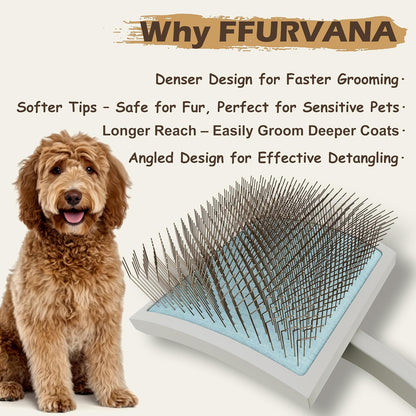Slicker Brush for Dogs, for Golden Doodles with Long Hair, for Large Pet Dogs, Grooming Pet Hair, Cream White(Large)