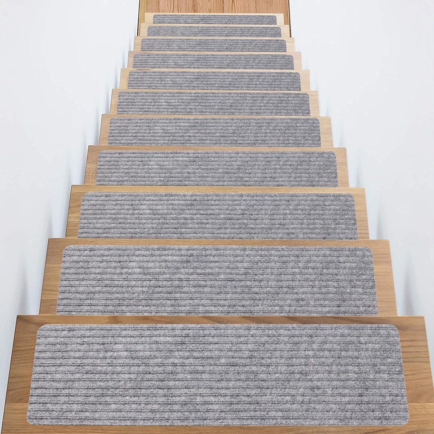 Stair Treads Non-Slip 16 Pack 8"x30" - Carpet Stair Runner for Indoor Wooden Steps with TPE Backing & Anti-Skid Surface, Reusable Adhesive Safety Rug for Kids/Elder/Pet-Friendly - Brown
