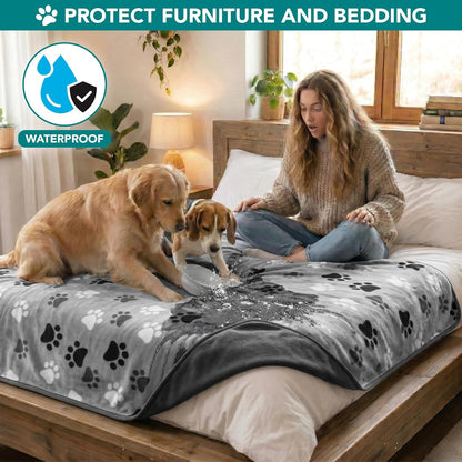 PetAmi Waterproof Dog Blanket for Medium Large Pets Dogs Cats, Pet Couch Cover Protector for Furniture, Reversible Washable Soft Fleece Cat Blanket for Bed Couch Sofa, 40x60 (Taupe/Beige)