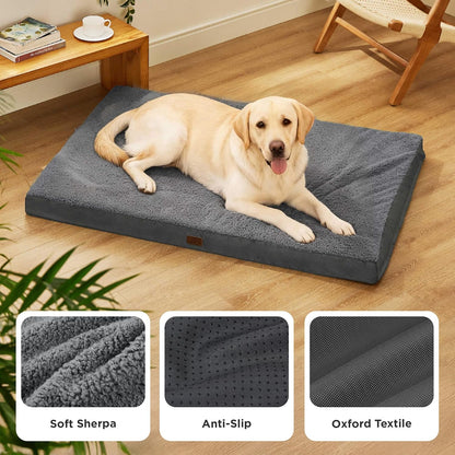 Bedsure Dog Beds Large Sized Dog - Comfy Flat Pet Beds with Removable Washable Cover, Orthopedic Egg Crate Foam Puppy Mat, Suitable for Pet Up to 65 lbs