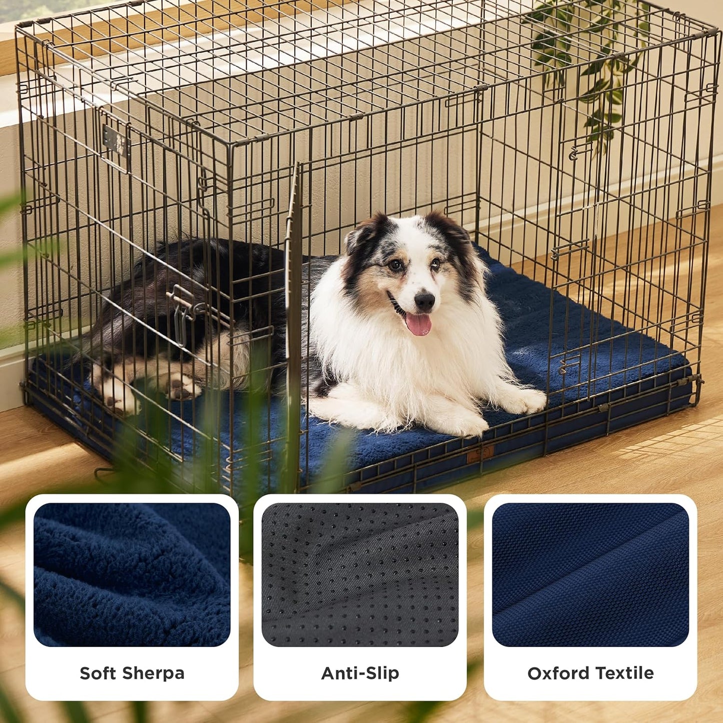 Bedsure Dog Beds Large Sized Dog - Comfy Flat Pet Beds with Removable Washable Cover, Orthopedic Egg Crate Foam Puppy Mat, Suitable for Pet Up to 65 lbs