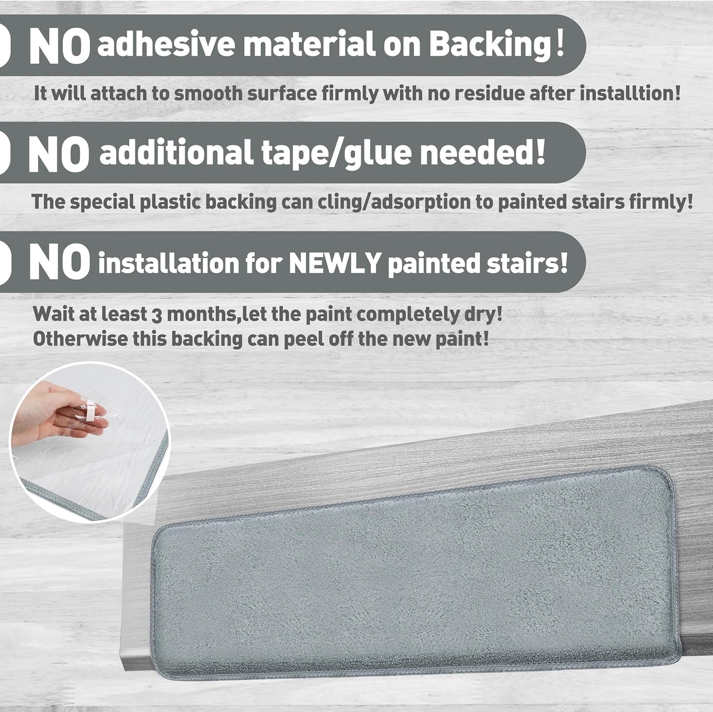 PURE ERA Carpet Stair Treads Ultra Plush 9.5" X 30"Soft Bullnose Indoor Stair Protectors Pet-Friendly Non-Slip Skid Resistant Tape Free Washable Reusable(14 Pieces, Cream Gray)