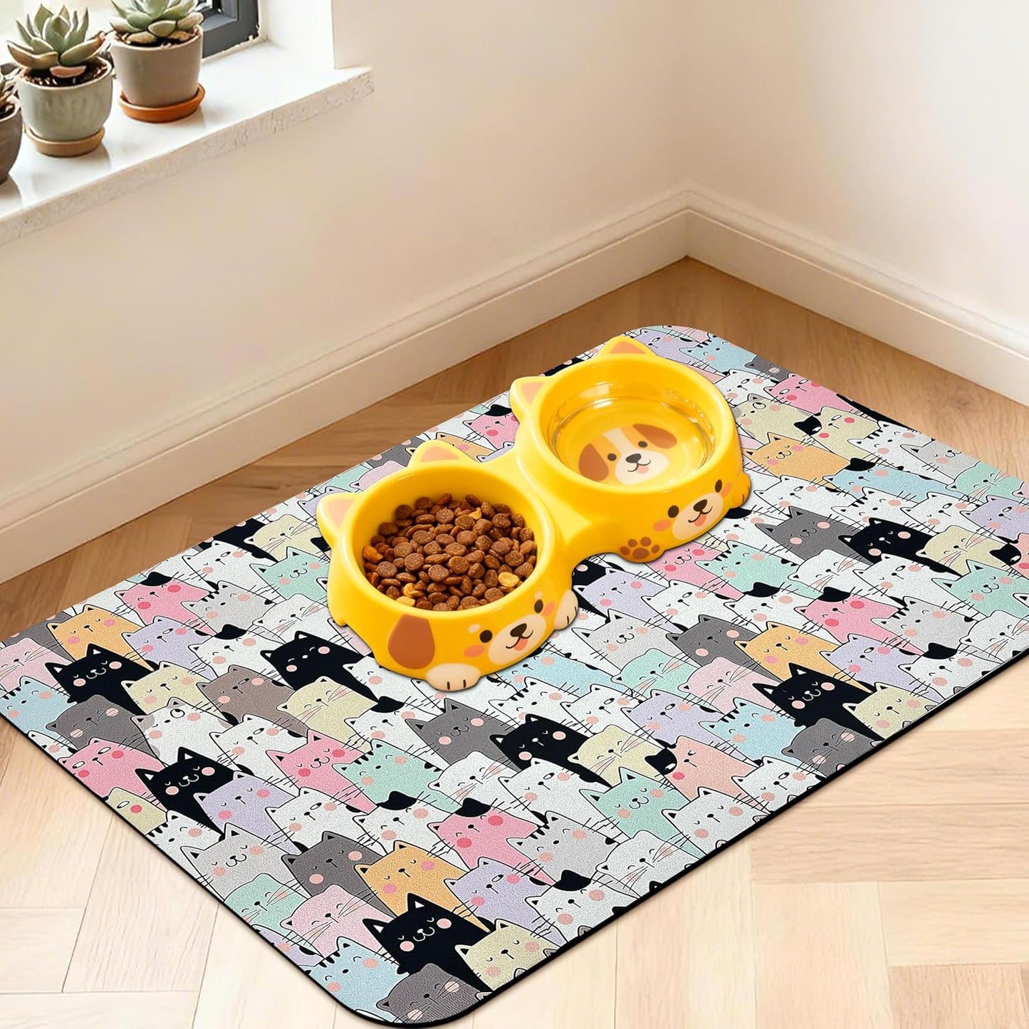 Pet Feeding Mat for Floors Waterproof Dog Mat for Food and Water Absorbent Quick Dry Non Slip mat for Cat Bowls