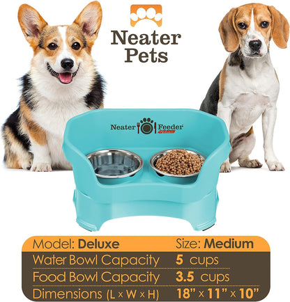 Neater Pet Brands Neater Feeder Deluxe Mess Proof Dog Bowls Elevated for Large Dogs Over 40 lbs, Made in USA, No Spill Raised Dog Food Bowl Stand Feeding Station, Food and Water Bowl Set, Black