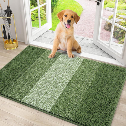 Smiry Dog Door Mat for Muddy Paws, Absorbs Moisture and Dirt, Low-Profile Entryway Mat with Non-Slip Backing, Entry Indoor Outdoor Doormat for Inside Floor (30x20 Inches, Grey, Striped)