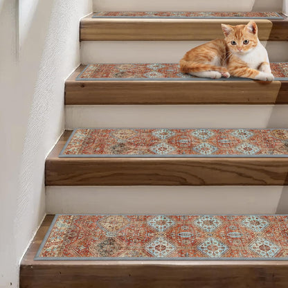 sarben Non Slip Stair Treads for Wooden Steps 15PCS - 8"x30" Indoor Safety Carpet, Edging Mats with TPE Adhesive Backing, Pet and Elderly Friendly Stair Rugs (Taupe) - Colors A