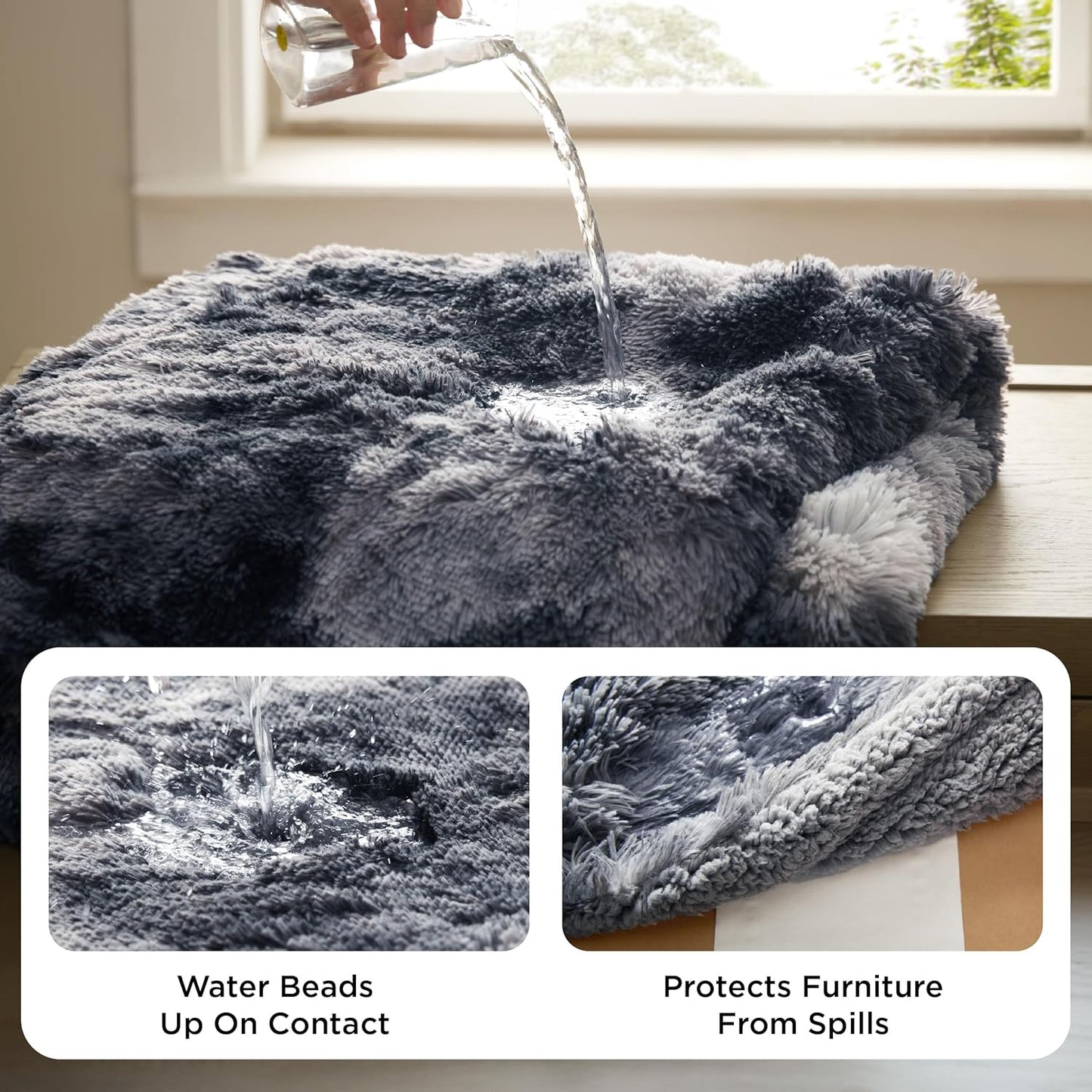 Bedsure Dog Blankets for Large Dogs, Fluffy Waterproof Dog Blanket for Couch Protector and Bed Washable, Fuzzy Faux Fur Pet Throw Blankets for Calming, Dog Accessories, XL, 50×60 inch, Tie-dye Grey
