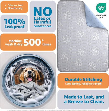 IMPROVIA® Reusable Puppy Pad – Waterproof, Extra-Absorbent, Washable Pee Pad for Dog Training, Whelping, & More – Protect Your Floors & Pet with Quick-Drying Potty Pad (Paws & Hearts, Small 18"x24")