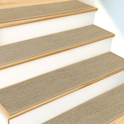 SMILOOL Stair Treads Non Slip for Wooden Steps Indoor 9" x 36" 15 Pack Extra Wide Stair Tread Carpet Stairs Runner, Step Pads with Reusable Adhesive for Dogs Kids Elders, Machine Washable, Beige