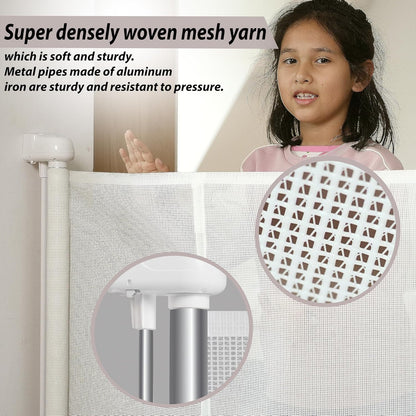 240" Retractable Baby Gates Extra Wide for Large Opening, 41" Extra Tall Retractable Dog Gate Pet Gates, Long Child Safety Mesh Gate with Fiberglass Rods for Stairs, Doorways, Hallways, Indoor/Outdoor