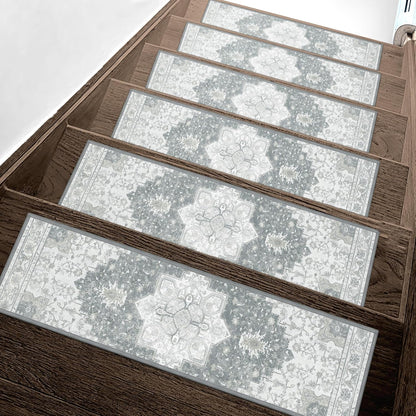 sarben Non Slip Stair Treads for Wooden Steps 15PCS - 8"x30" Indoor Safety Carpet, Edging Mats with TPE Adhesive Backing, Pet and Elderly Friendly Stair Rugs (Taupe) - Colors B