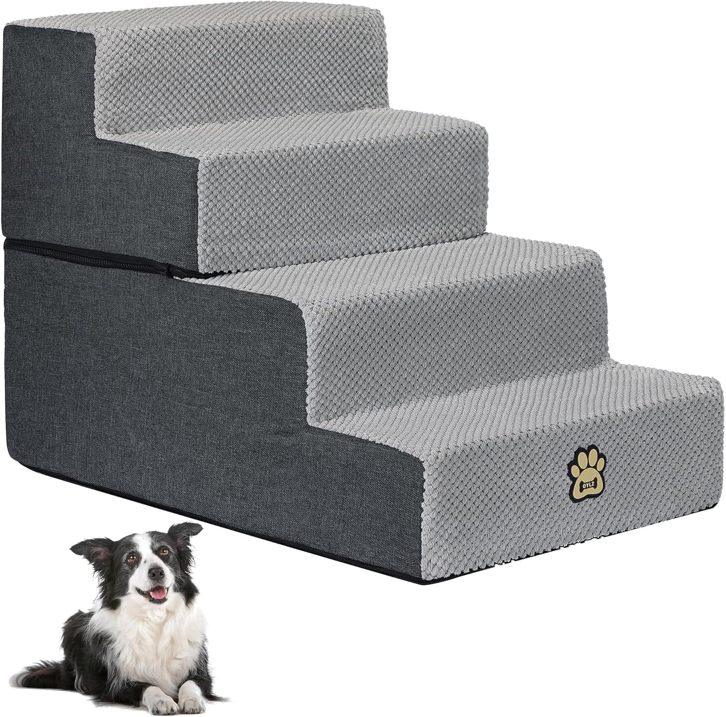 Pet Steps Dog Stairs for Sofa Couch and Bed High Density Sponge Pet Ramp with Removable Washable Cover Non-Slip Base Stable Dog Steps 15.7" H
