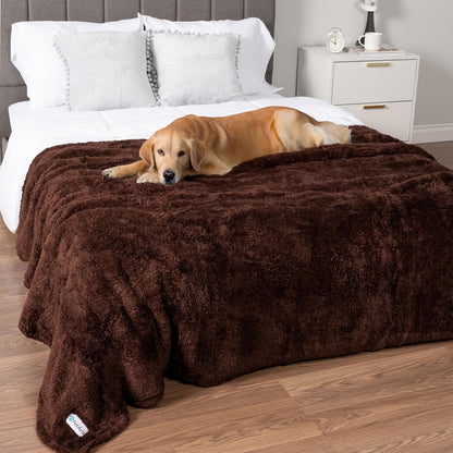 PetAmi Fluffy Waterproof Dog Blanket for Couch and Bed, Reversible Sherpa Pet Throw, Pee Proof Furniture Protector Sofa Cover, Washable Cat Blanket for Medium Large Dogs and Cats (Beige Cream, 60x80)