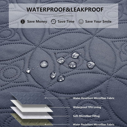 Waterproof Dog Blanket, 30x30 inches Small Pet Couch Covers for Sofa, Chair Bed Furniture Protector from Dogs Washable and Reversible-Lightgrey+Darkgrey