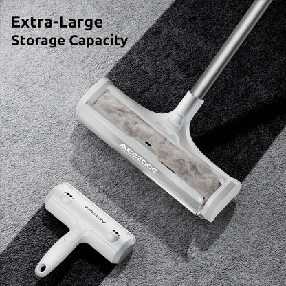 ACE2ACE A3 Pro Carpet Roller for Pet Hair, Carpet Pet Hair Removal Tool, Reusable Large Lint Rollers, 5 Feet Long Handle No Bending No Kneeling, Cat Dog Hair Remover for Carpet, Rugs, Mats, Grey