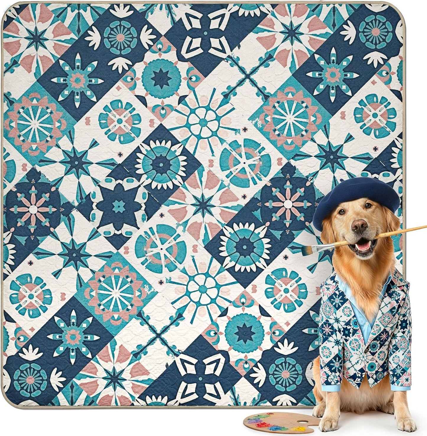 FXW Washable Pee Pads for Dogs, Puppy Pads with Super Absorbent, Specifically Designed for FXW Rollick/Homeplus 24inch 6 Panels Dog Playpen, 39" x 63" Rectangle, Khaki, 1 Pack