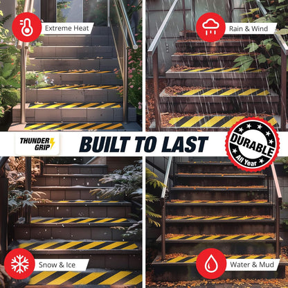 THUNDER GRIP Glow in the Dark 30" x 6"-12-Pack Weather Resistant Outdoor Stair Treads 80-Grit