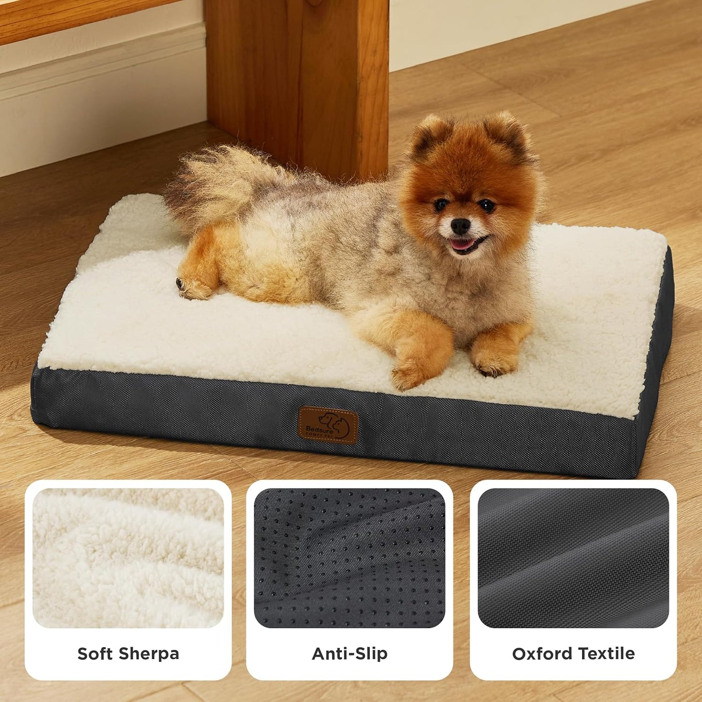 Bedsure Dog Beds Large Sized Dog - Comfy Flat Pet Beds with Removable Washable Cover, Orthopedic Egg Crate Foam Puppy Mat, Suitable for Pet Up to 65 lbs